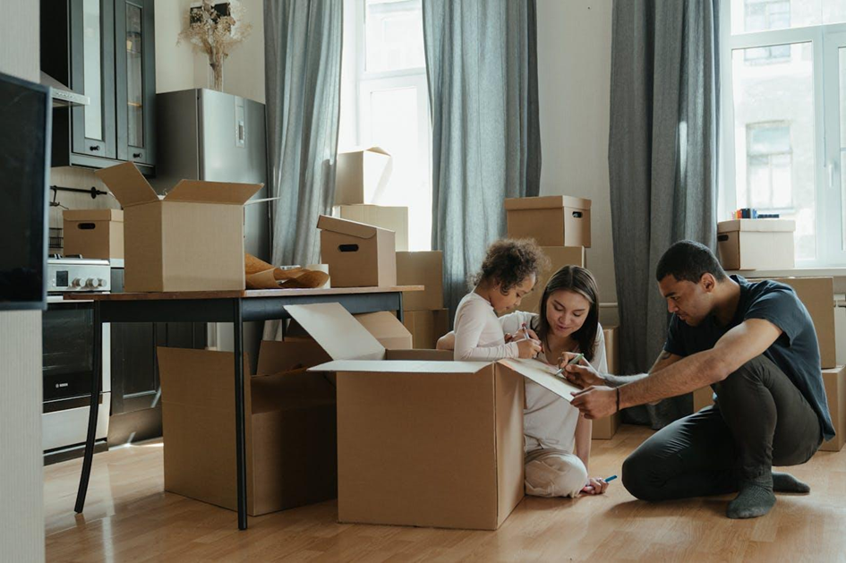 a family resting after relocation
